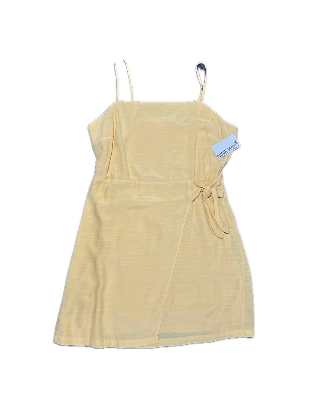 Nine West Pale Yellow Spaghetti-Strap Wrap-Detail Dress